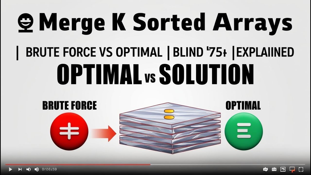 Merge K Sorted Arrays | Brute Force vs Optimal | Blind 75 Explained