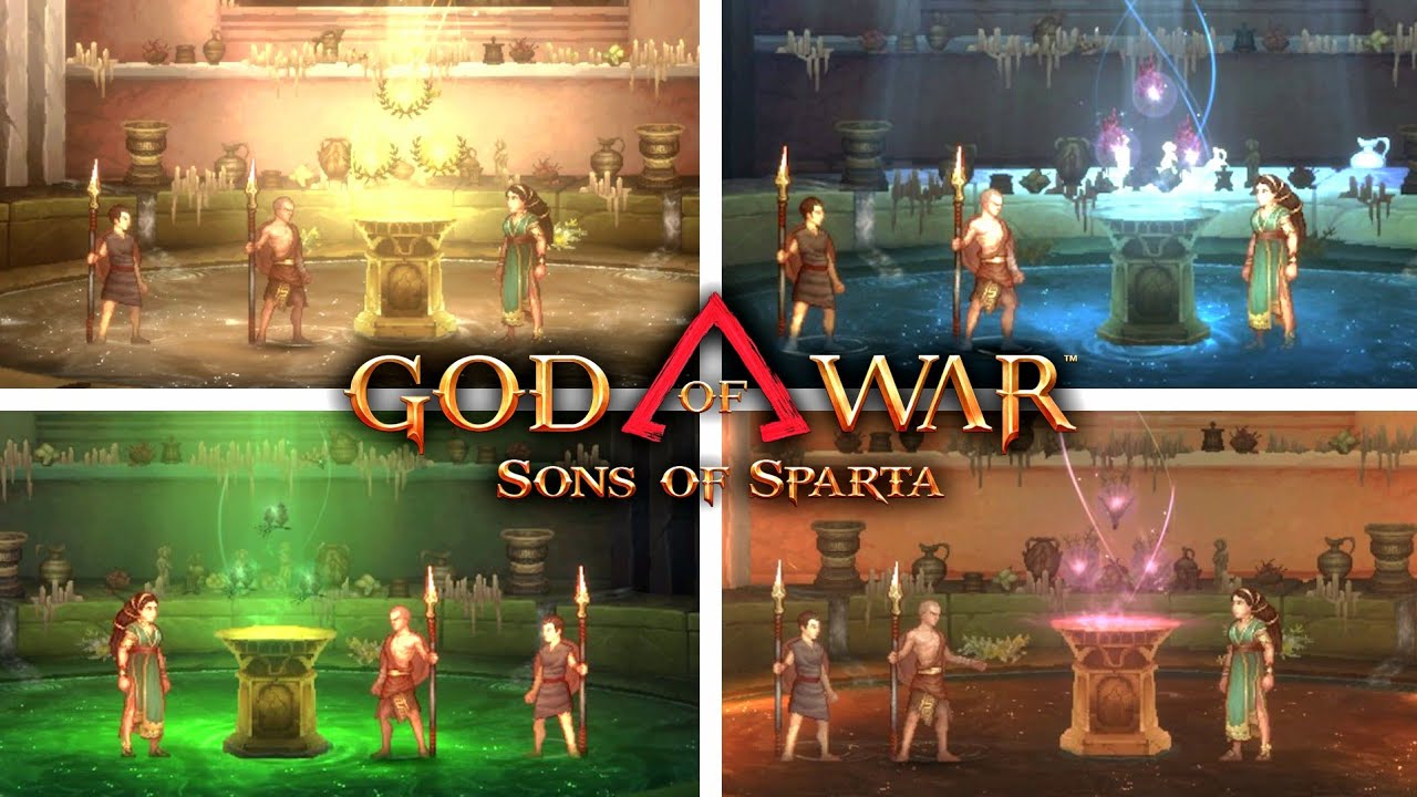 God of War Sons of Sparta 100% - Kratos Worships the Gods | All God Temple Dialogue