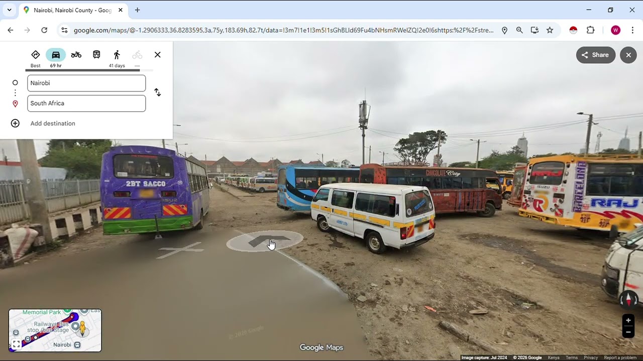 Kenya to South Africa. google map cornicles