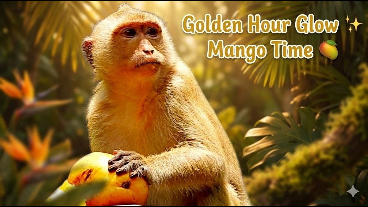 Golden Hour Glow: RAINBOW &rsquo;s Peaceful Afternoon Routine & Mango Snack Journey 🥭🐒