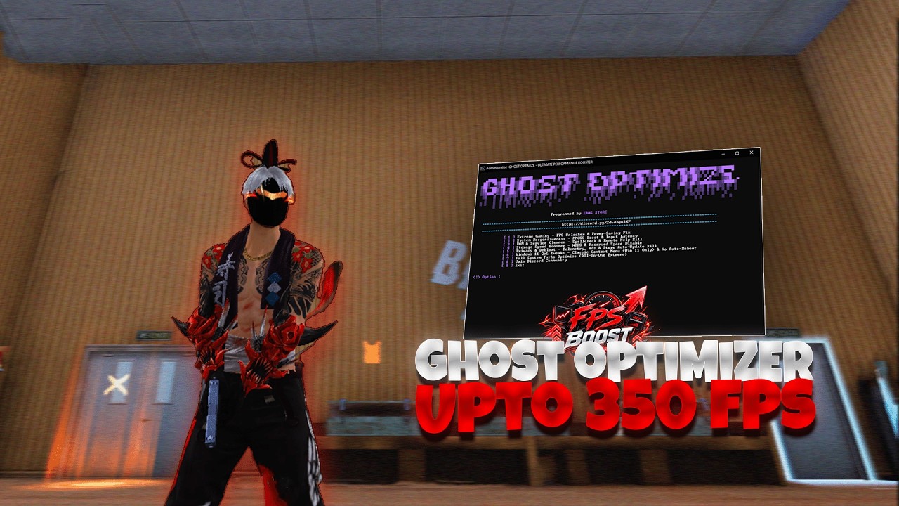 GHOST Optimizer 🚀 BOOST FPS 100 &rarr; 350+ | Free Fire FPS Boost for Low End PC 🔥 No Lag!