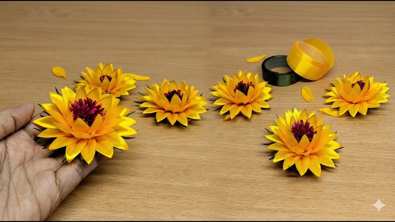 Beautiful Lily flower satin ribbon  | DIY