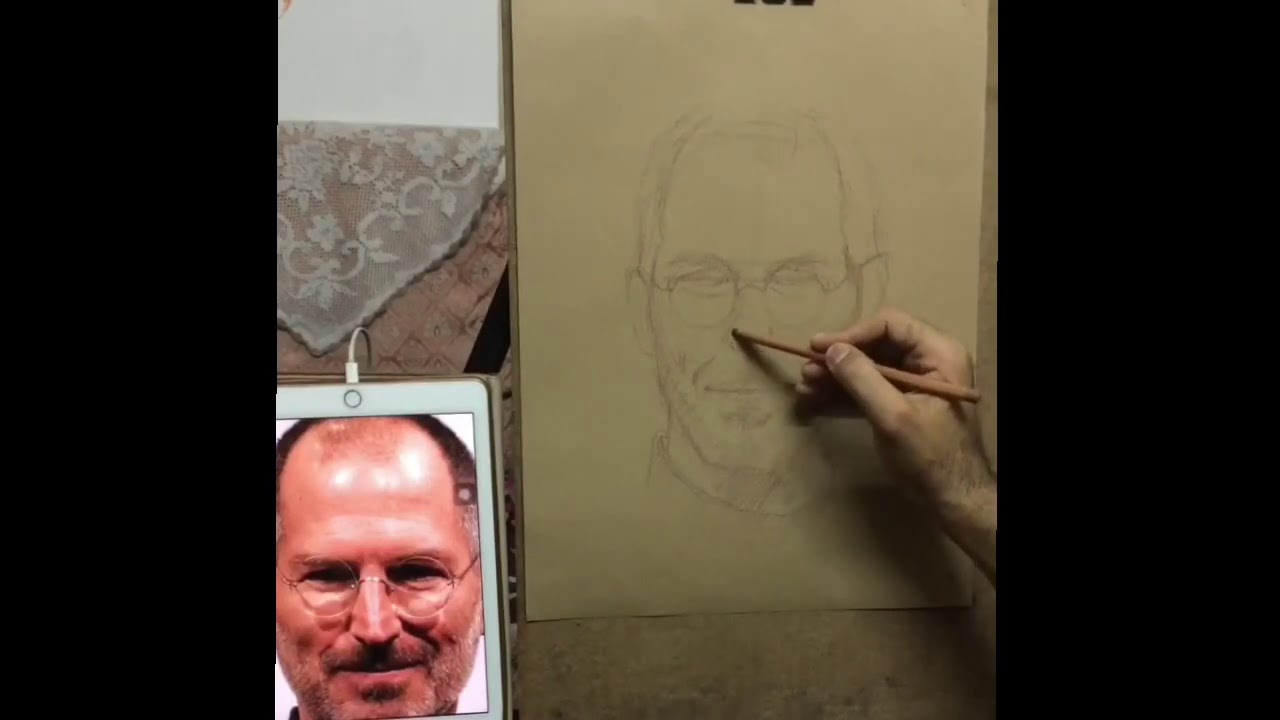 رسم بورتريه ستيف جوبز الوان باستيل(ج١) drawing the portrait of Steve Jobs in pastel colors part1
