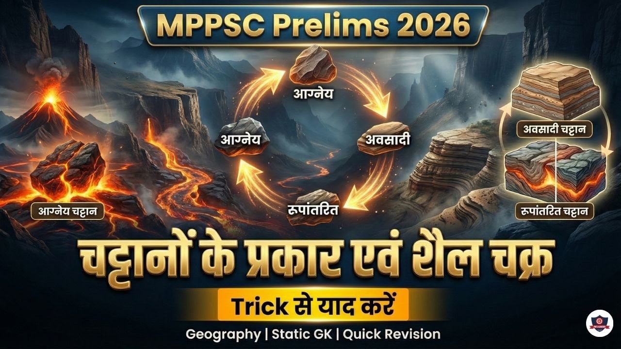 चट्टानों के प्रकार एवं शैल चक्र | MPPSC Prelims 2026 | Trick से याद करें | Geography Quick Revision