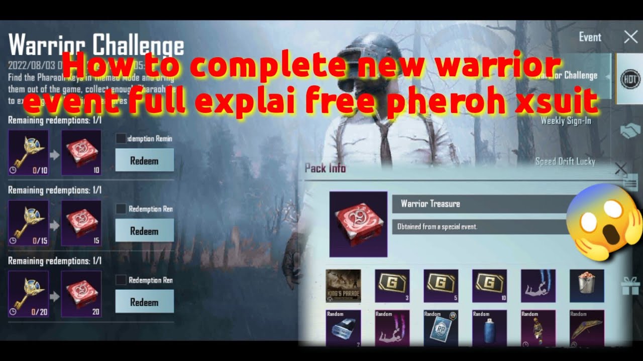 HOW TO COMPLETE WARRIOR CHALLENGE EVENT IN BGMI AND GET FREE PHEROH EQUPMENTS AND COMPANION FOOD..
