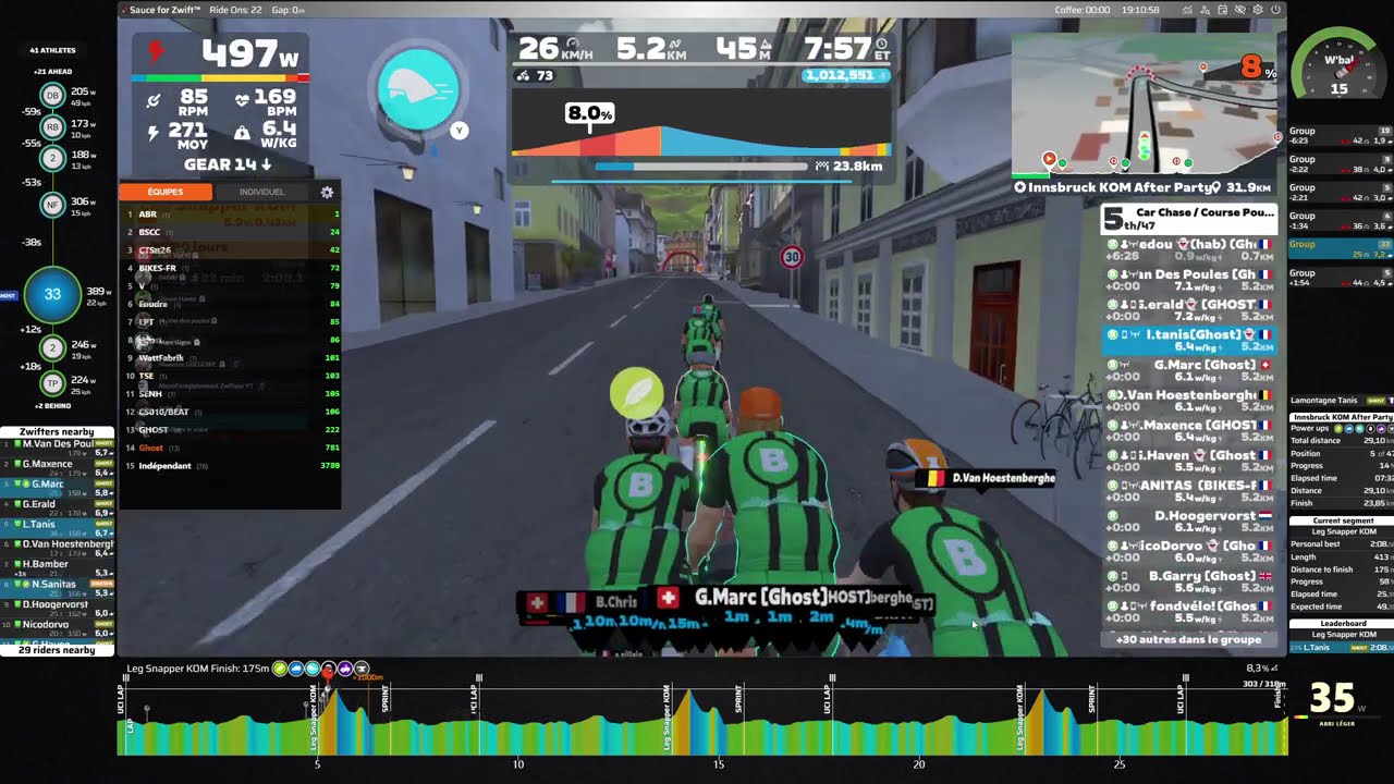 ZWIFT/Car Chase / Course Poursuite Ghost Team/Innsbruck KOM After Party/29.1km /2026 02 19