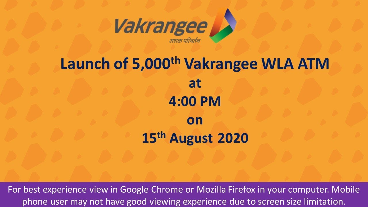 Launch of 5,000 Vakrangee WLA ATM