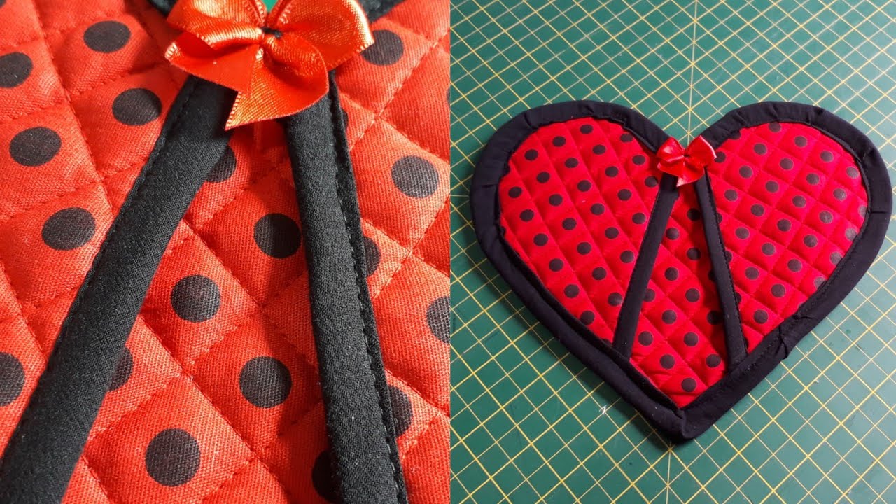 Luva térmica ou aparador de panela  formato coração, passo à passo