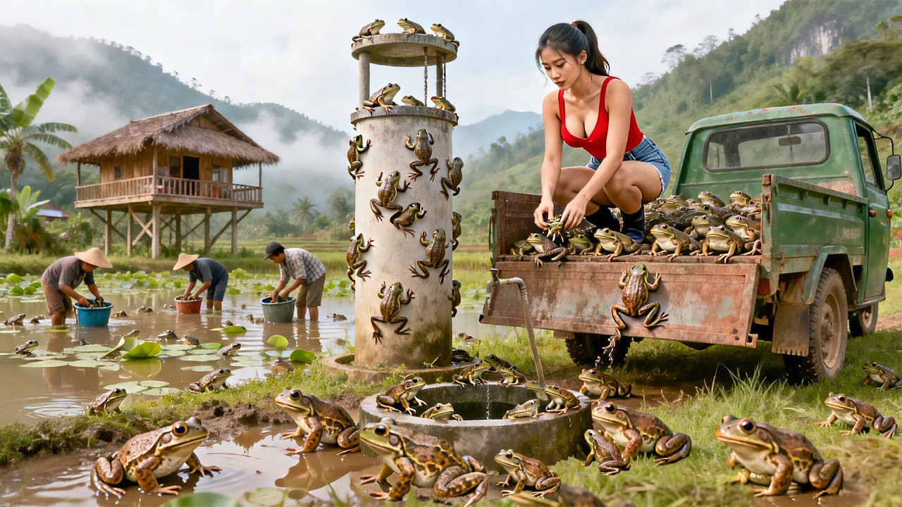 Harvesting Hundreds of Frogs on the Farm & Using a Truck Go to Market Sell