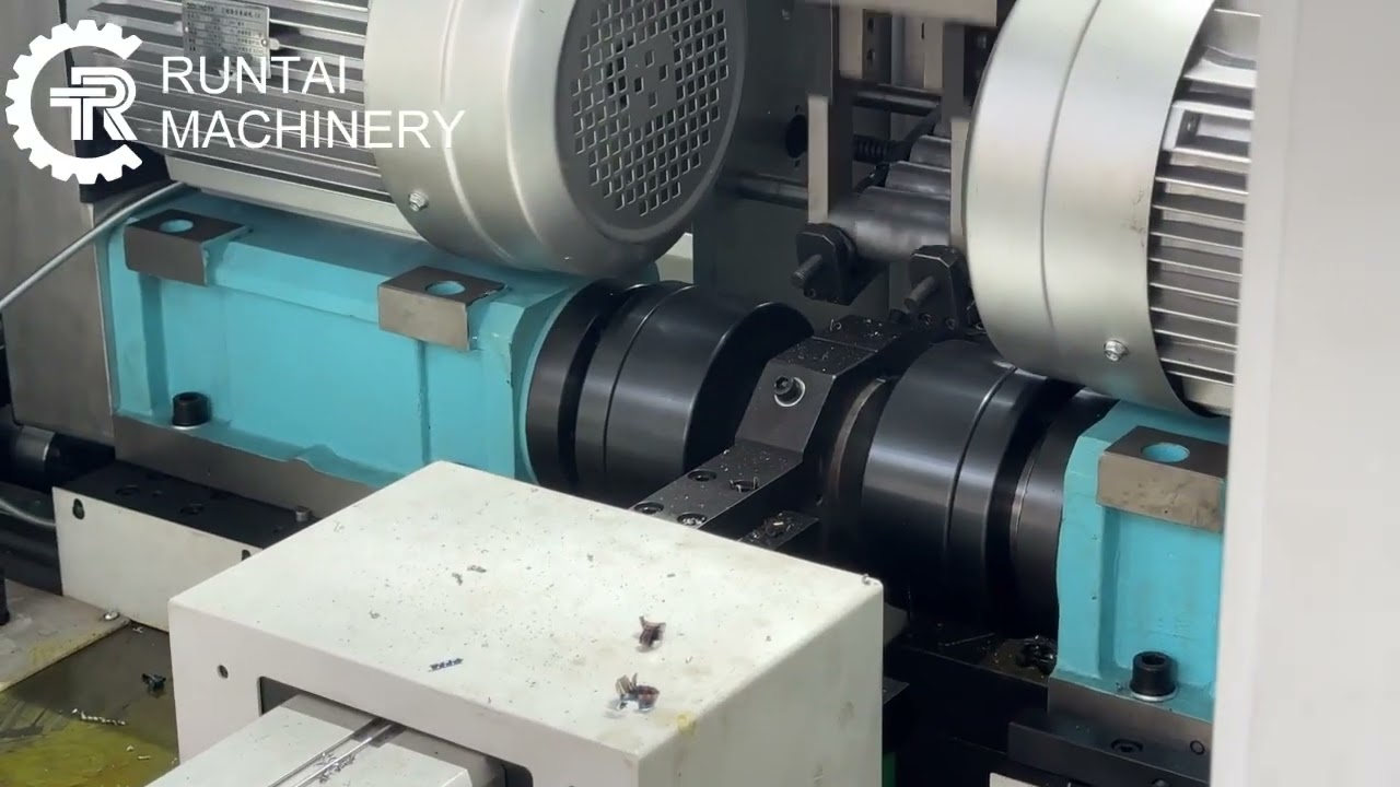 Double end CNC pipe chamfering machine for short materials with automatic feeder