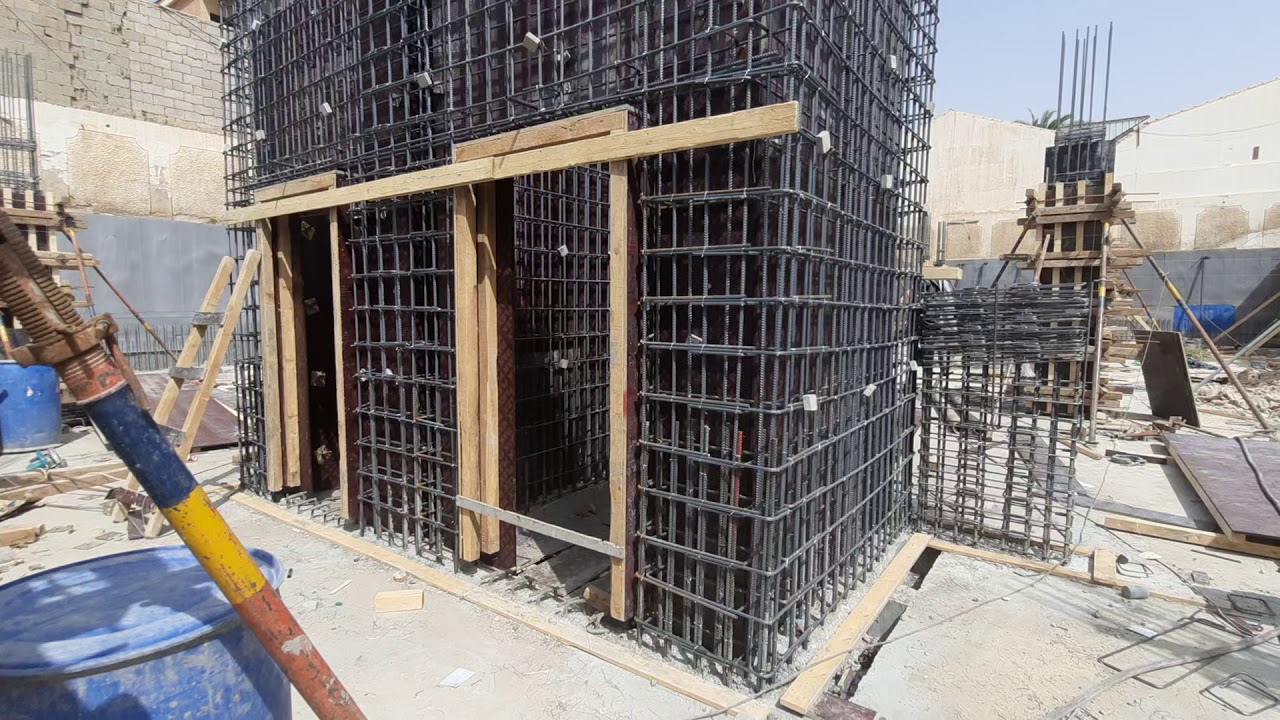 ما هو التسليح الصحيح لجدران المصعد أو الكور؟