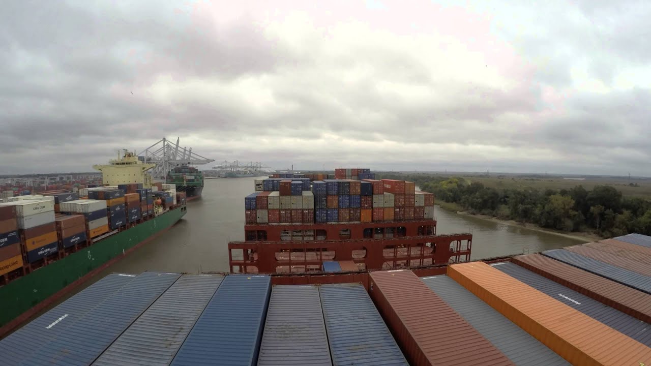 Timelapse - Entering Port of Savannah & Cargo Operations [4K]