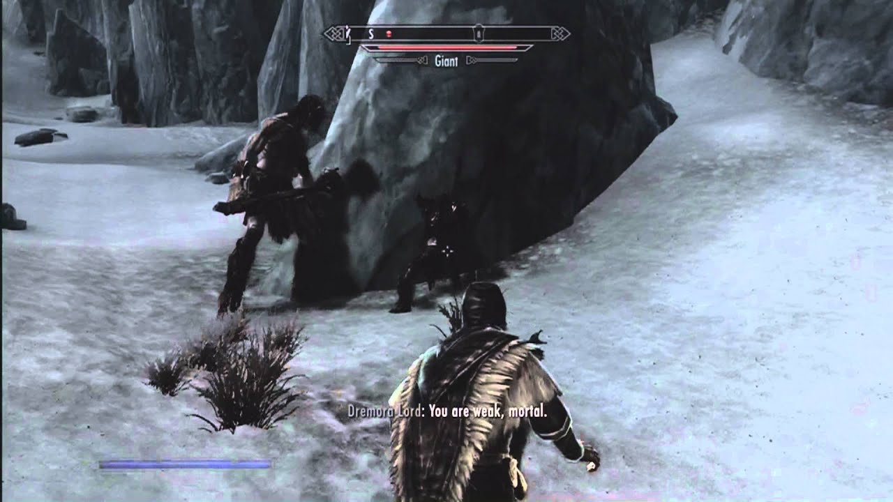 Skyrim - Dremora Lord vs Giant - Master Difficulty