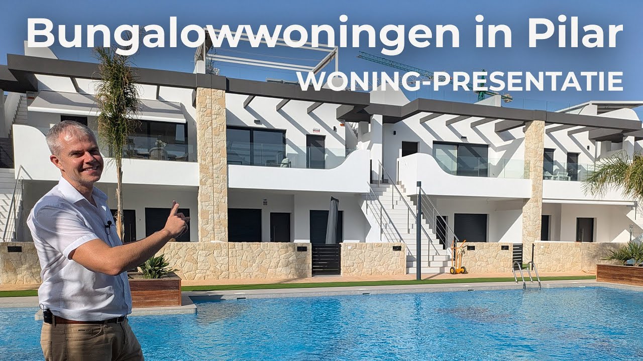 Moderne bungalowwoning te koop in Spanje. Een kleinschalig wooncomplex met gemeenschappelijk zwembad