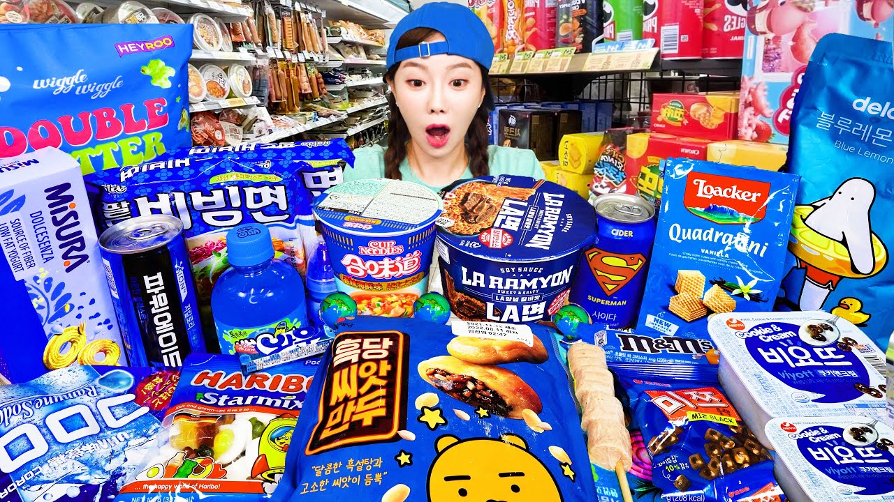 RUS SUB) Korean Convenience Store Food 💙 Ramen Tiktokjelly Desserts Mukbang Recipe ASMR Ssoyoung