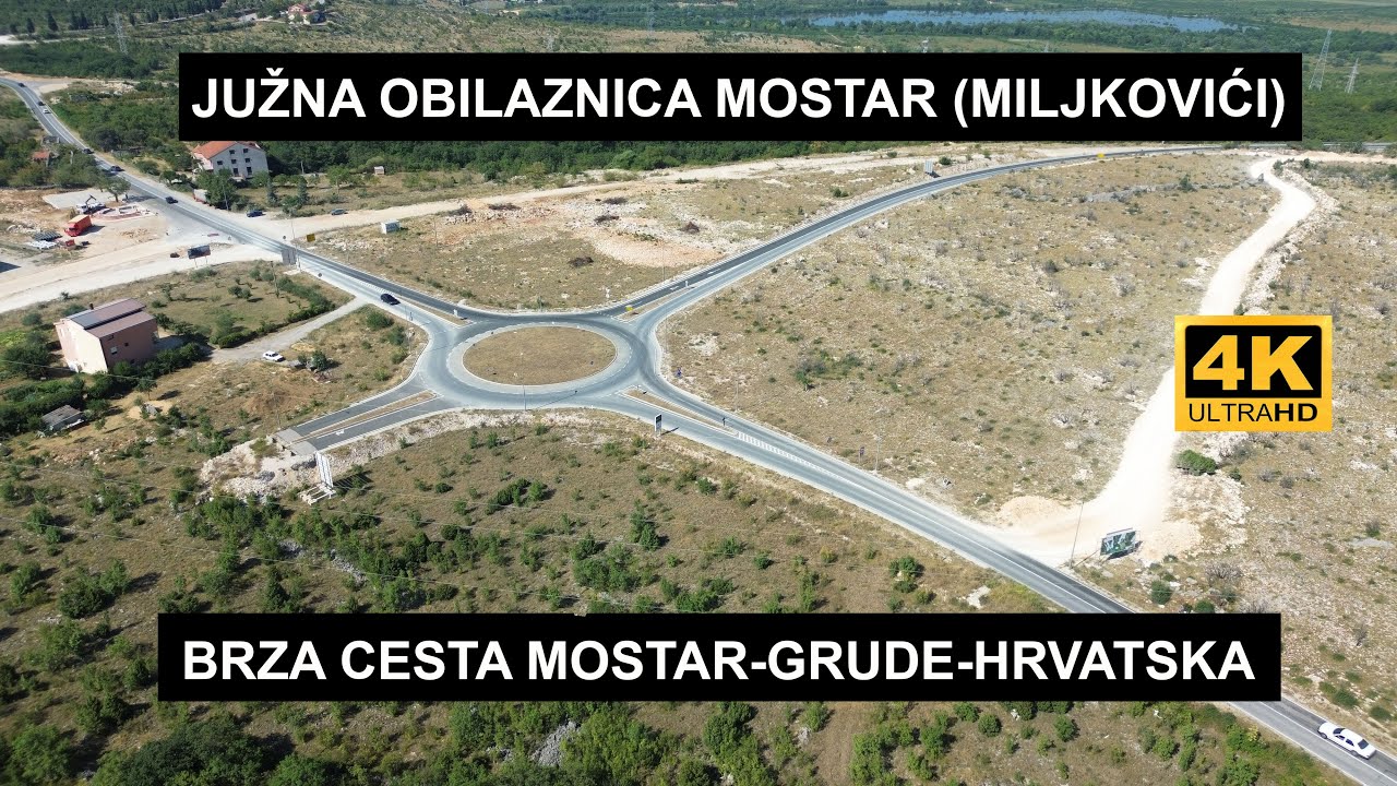Južna obilaznica Mostar je dio buduće brze ceste Mostar-Grude-HR granica. 4K dron.