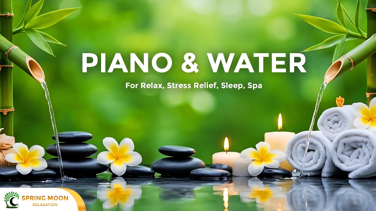 Healing Piano and Water Sounds for Relax, Stress Relief, Sleep, Spa