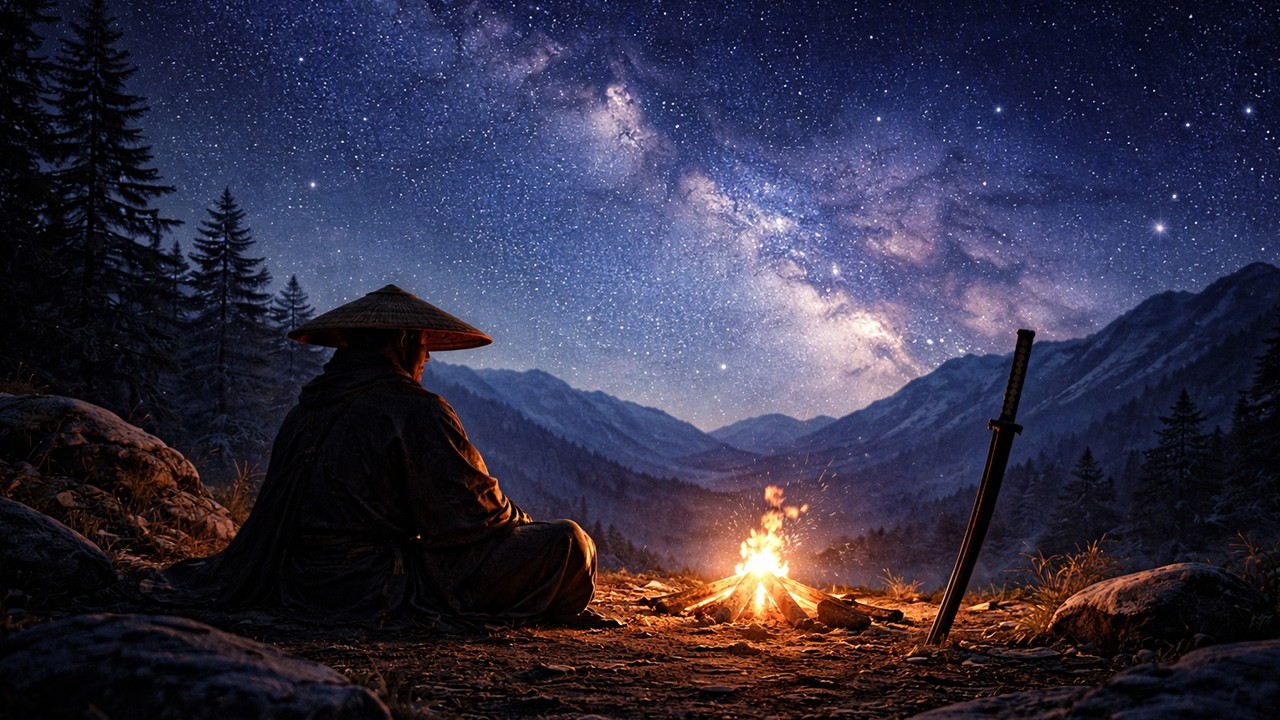 Lone Warrior Meditation | Zen Flute Beneath the Starry Night (1 Hour)