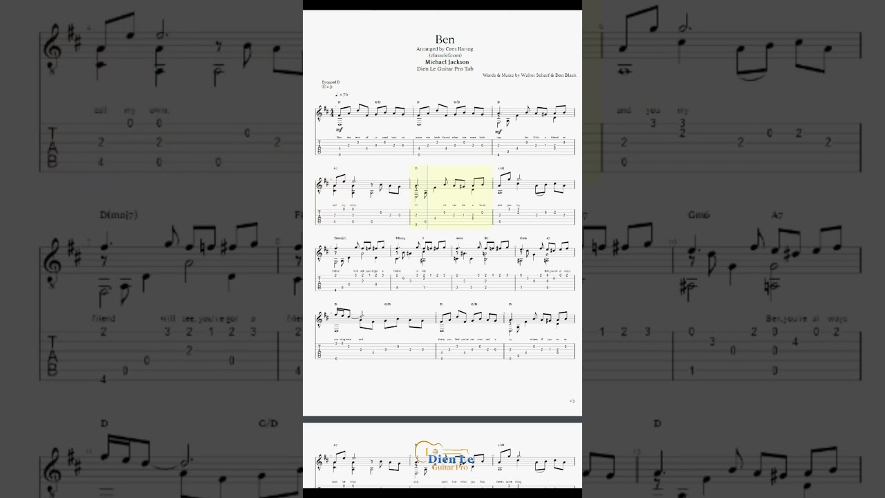 Ben - Michael Jackson - For Acoustic Fingerstyle Guitar #classicalguitar #guitarcover