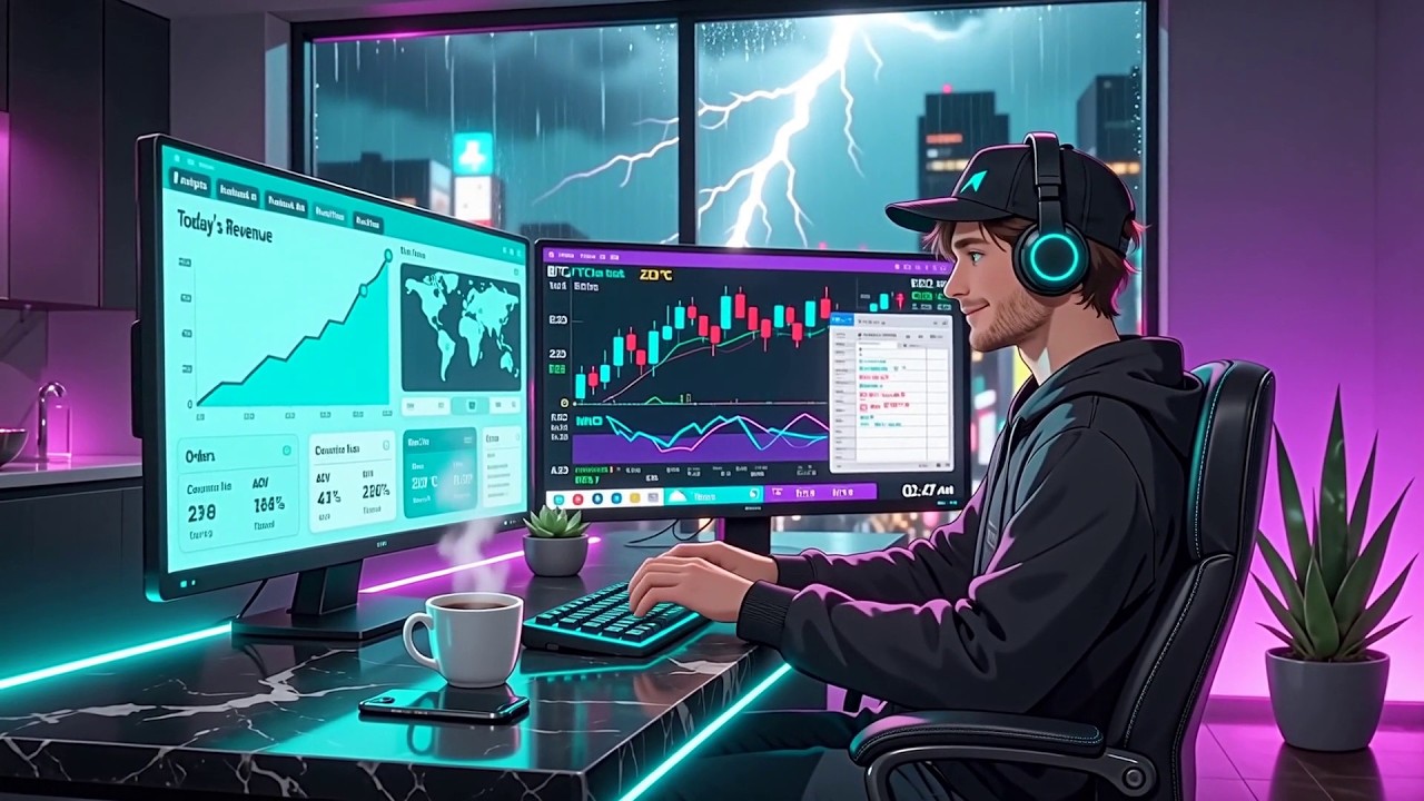 Rainy Night Deep Work | Lofi for E-Com, Coding & Trading Grind