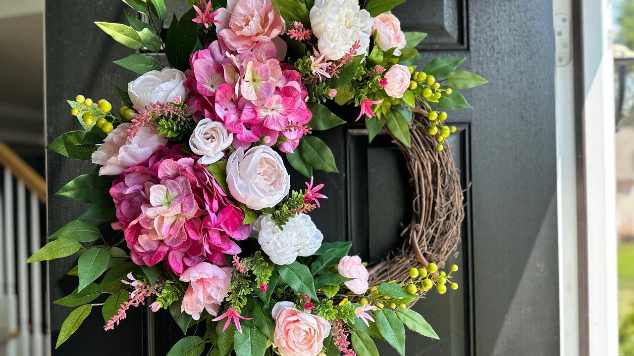 Spring Hydrangea Wreath Tutorial, Crescent Wreath Making