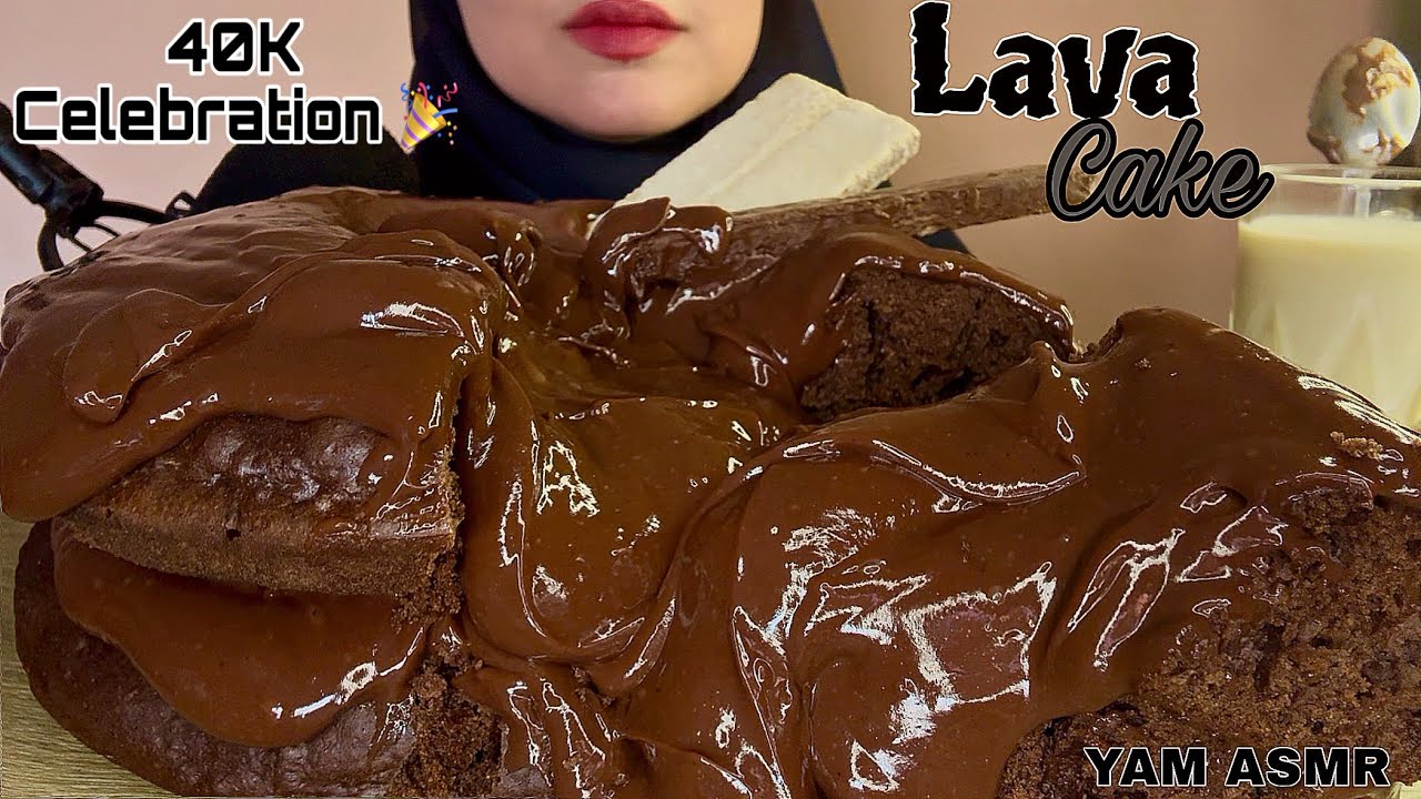 🍫ASMR CHOCOLATIEST LAVA CAKE WITH MILK MUKBANG/ 40K CELEBRATION 🎉 ♥️ 라바 케이크/熔岩蛋糕/溶岩ケーキ