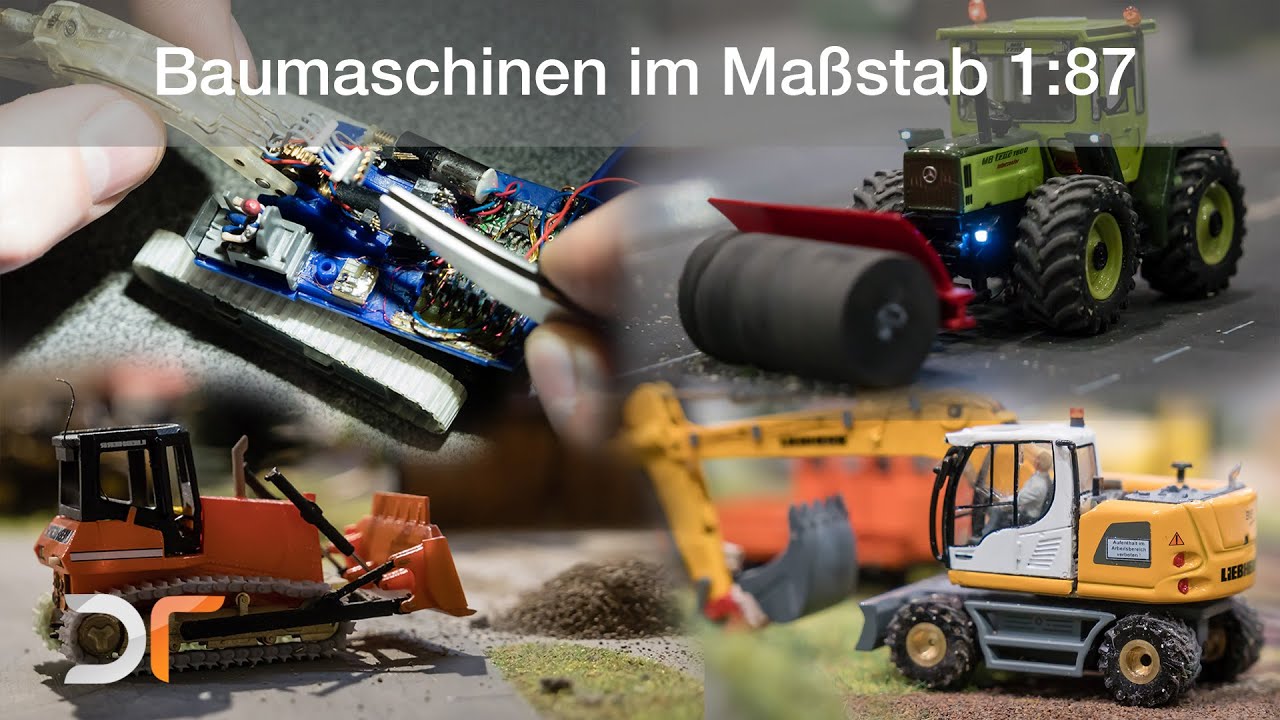 Baumaschinen im Einsatz - Bagger, Radlader, Planierraupen | RC 1:87