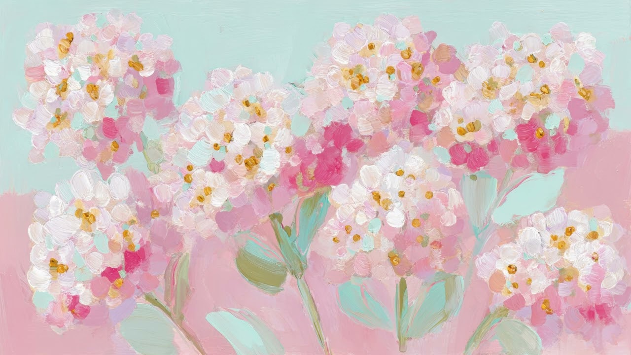 Hydrangea Pastel Spring Art Painting 🌸 Elegant Floral TV Art 4K