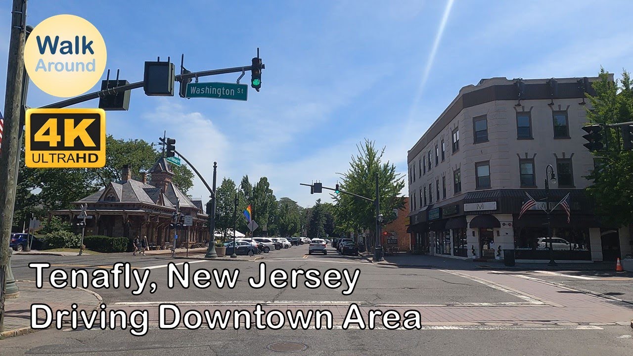 【4K60】 Driving - Tenafly, New Jersey, Downtown Driving