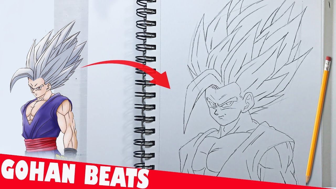 COMO DIBUJAR A GOHAN MODO BESTIA PASO A PASO - GOHAN BEATS