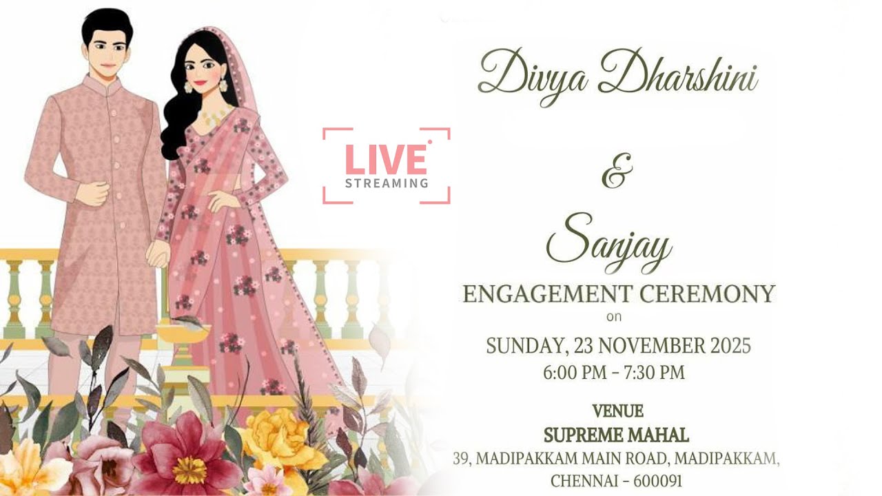Engagement of Divya Dharshini and Sanjay | on Sun 23rd Nov 2025 | Live stream 05:30 pm Onwards
