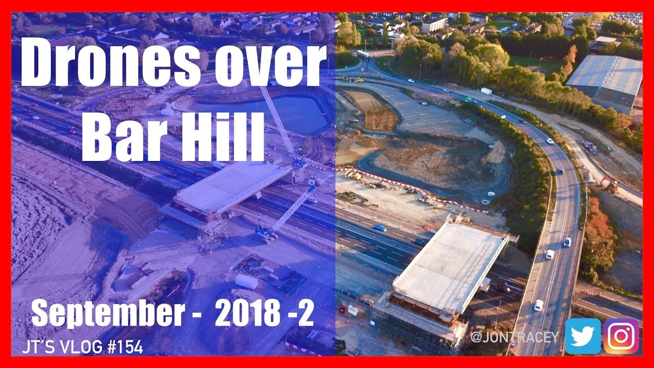 Drones over Bar Hill (2) - Building the new A14 - September  2018