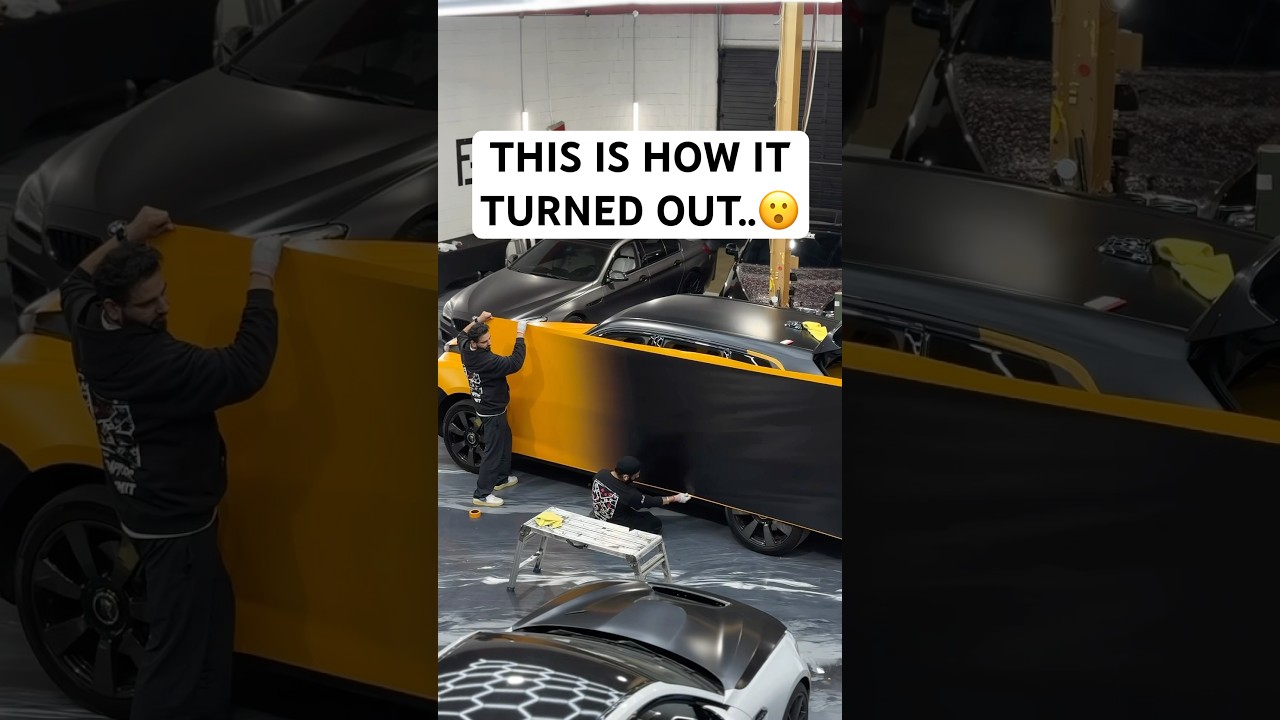 Rolls Royce Custom Gold To Black Fade Wrap Install.. #rollsroyce #cullinan #vinyl #transformation