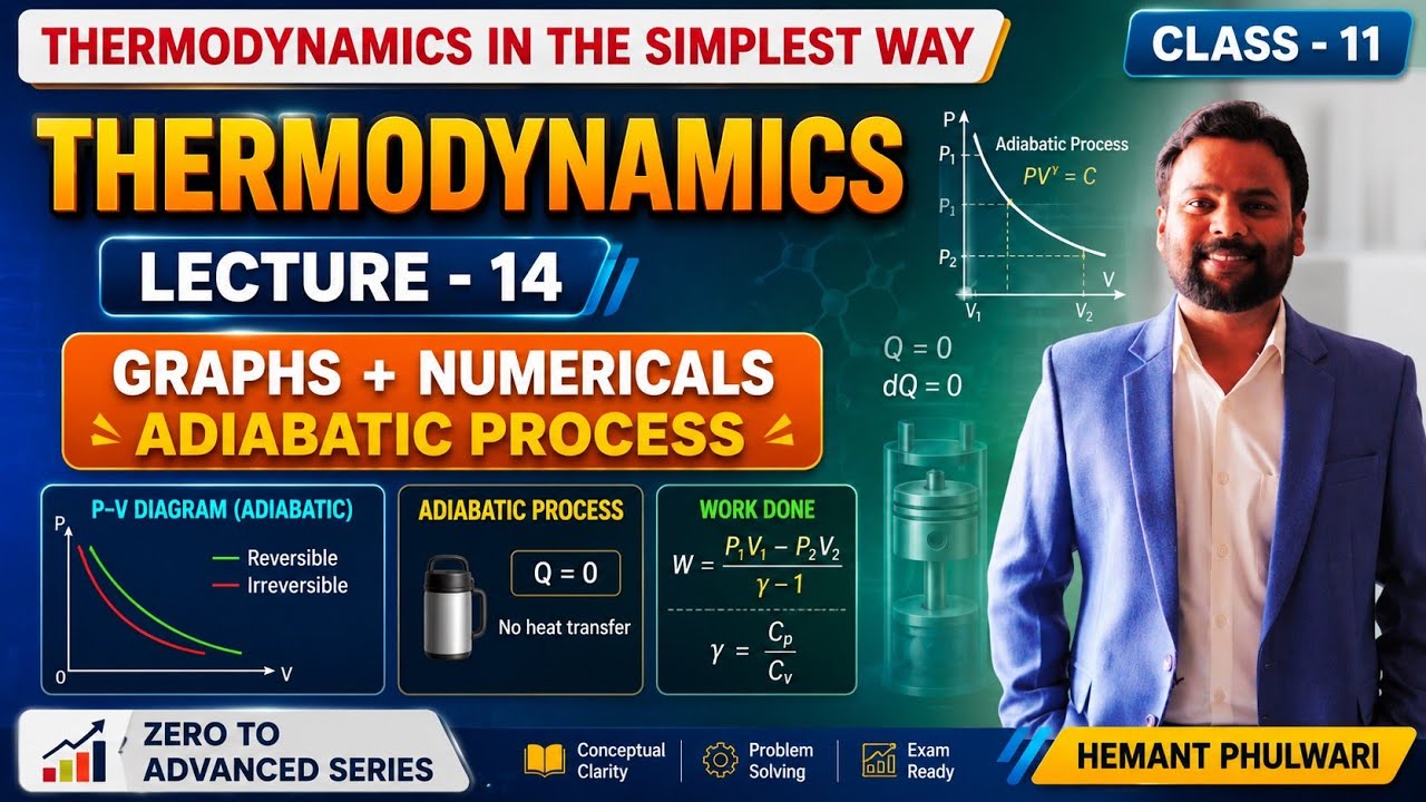 14- Graphical Understanding of Adiabatic Process | Reversible vs Irreversible | IIT Advanced| HP Sir