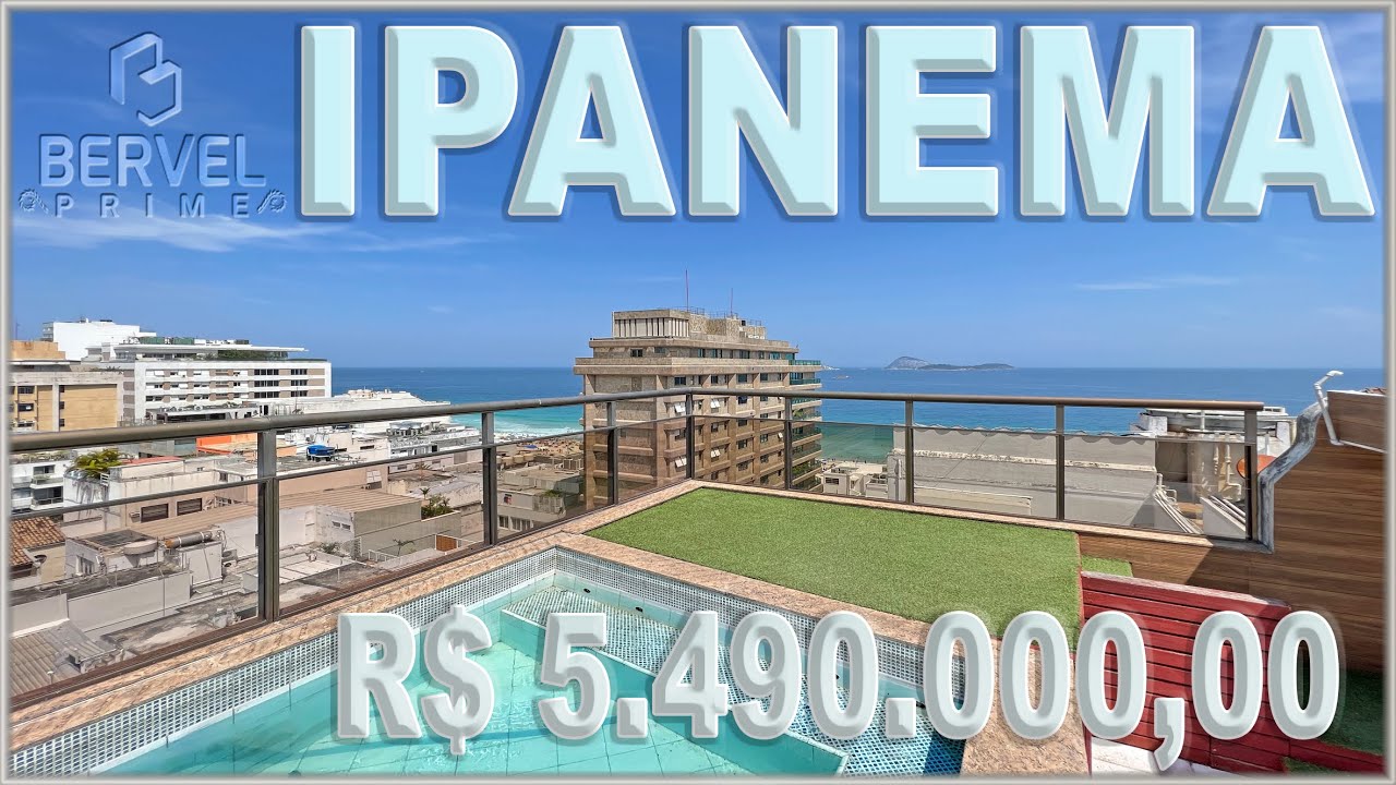 COBERTURA TRIPLEX VISTA MAR À VENDA, IPANEMA, NA RUA PRUDENTE, 3 QUARTOS, SUÍTE, LAVABO, GARAGEM 🟢