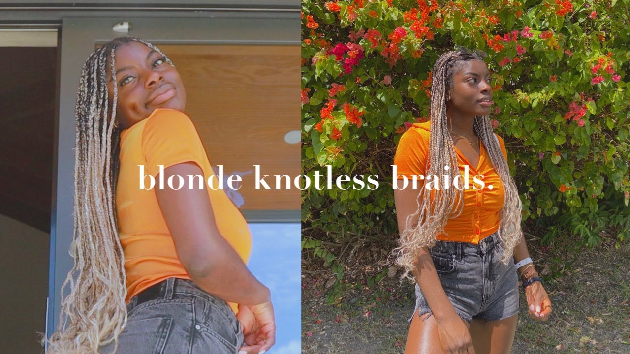 blonde knotless braid tutorial on dark skin | custom blend + beginner-friendly tips