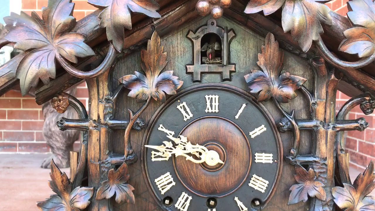 Rare GHS 1/4 Hour Shelf Cuckoo and Trumpeter Clock circa 1890