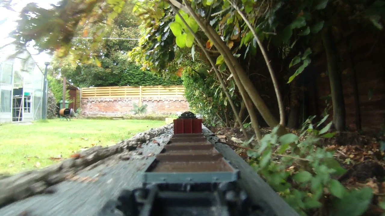 Cab ride on my OO gauge Garden Railway Hornby brake van veiw