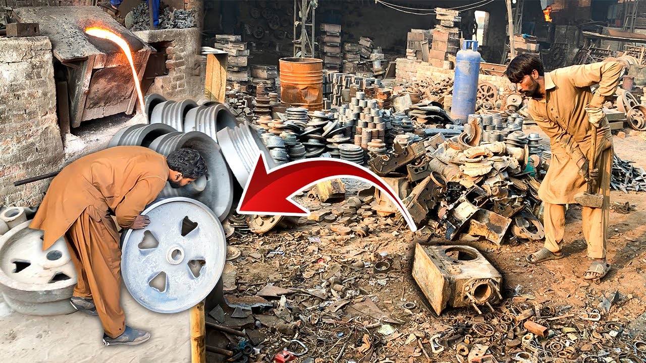 Amazing Process of Making Huge Power Wheel | Metal Recycling Process