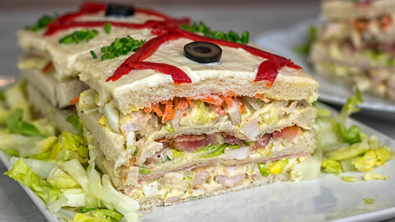 PASTEL con pan de molde facilísimo de POLLO