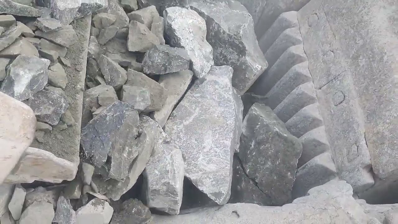 Crusher Plant Real Working Video: Manual Stone Feeding in Crusher Machine