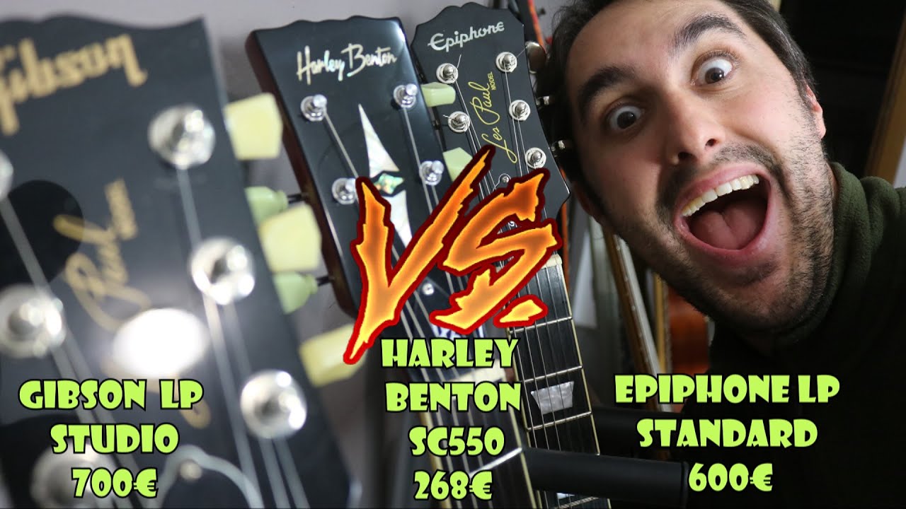 GIBSON Les Paul Studio VS EPIPHONE LP Standard VS HARLEY BENTON  SC550 🎸 Cual suena mejor?