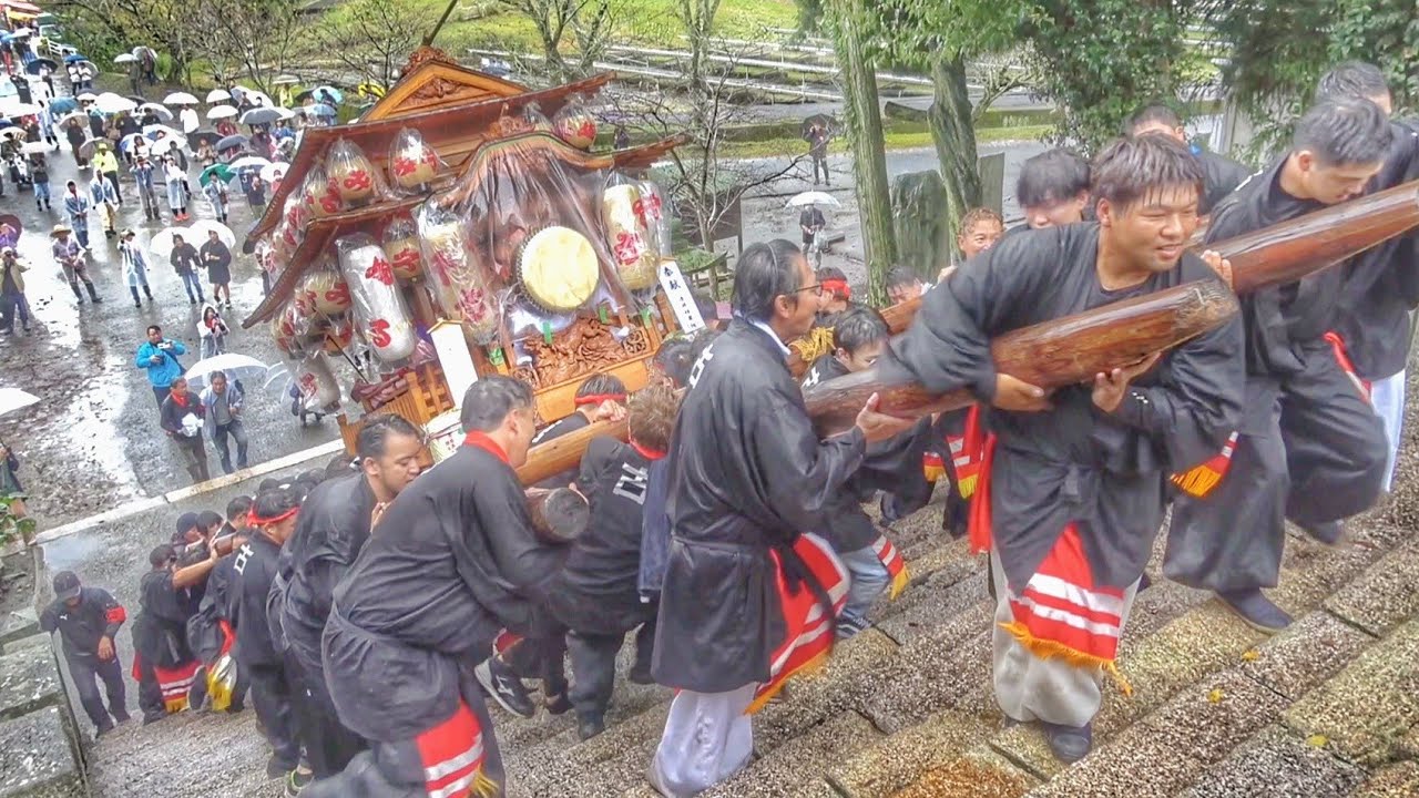 雨にも負けず！暴れ屋台の階段上り!! 2025.10.22 川田八幡神社 秋祭り (町組·古堂組) 徳島県吉野川市 山川町