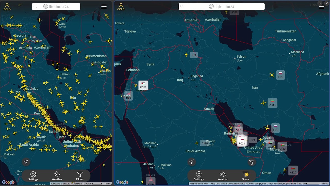 Feb 21 Flight Radar | Real-Time Air Traffic | Live | IRAN