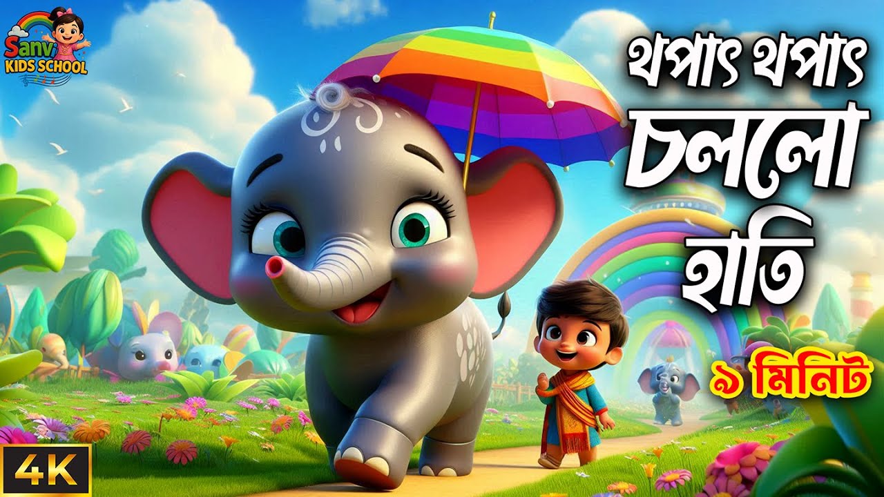 থপাৎ থপাৎ চলল হাতি | Bengali Kids Rhyme | বাংলা ছড়া | Elephant Song for Children