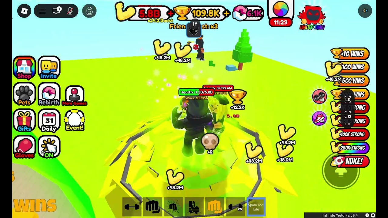 +1 strong every second 6.1K rebirth 