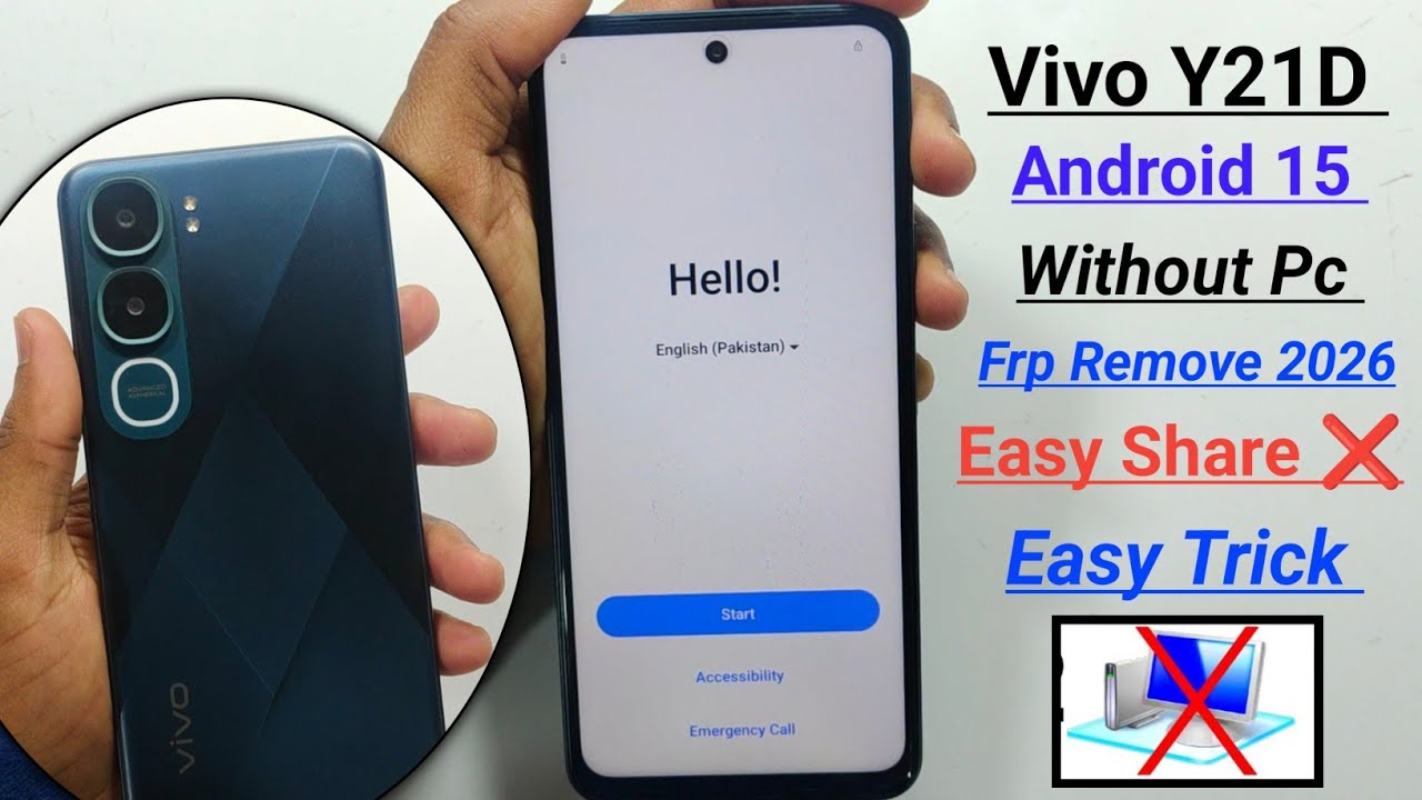 Vivo Y21D Frp Remove 2026 | Vivo Y21D Frp Bypass Android 15 | Vivo Google Account Remove Without PC 