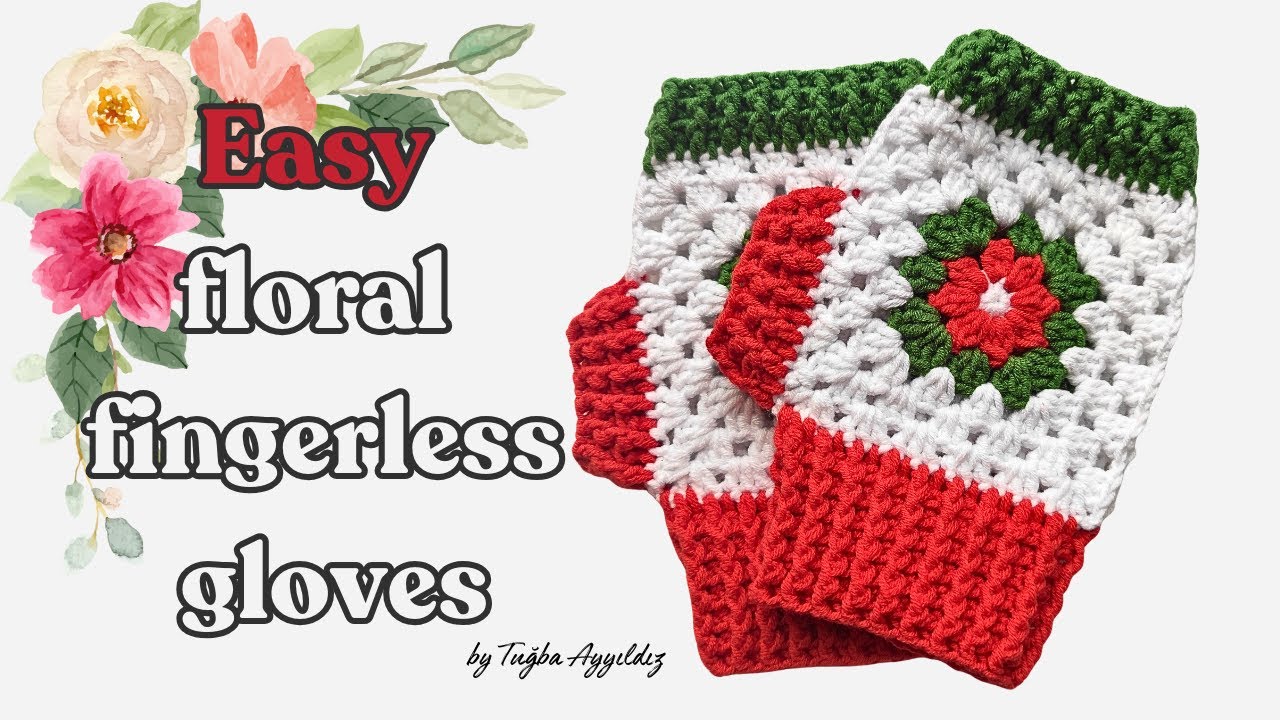 ÇİÇEKLİ PARMAKSIZ ELDİVEN YAPILIŞI * HOW TO CROCHET FLORAL FİNGERLESS GLOVES *  UNIQUE * EASY #diy