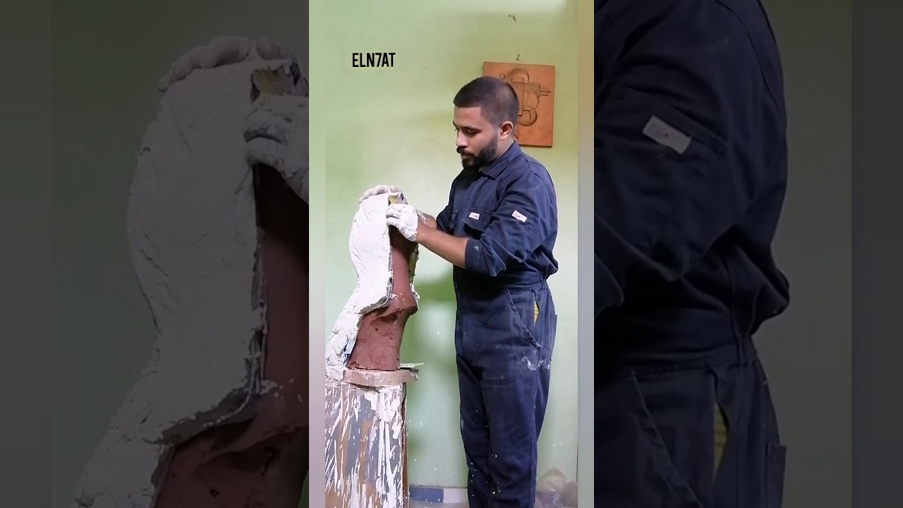 طريقة عمل قالب هالك (اسطمبه) جبس لتمثال بورتريه portrait statue gypsum mold  ...النحات