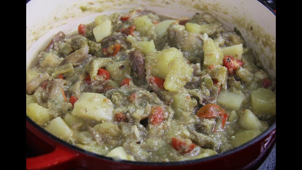 Stewed Eggplant With Potato & Salted Cod #TastyTuesdays | CaribbeanPot.com